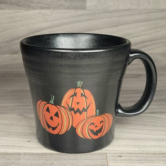 Homer Laughlin Fiesta Mug Trio of Happy Pumpkins Tapered Mug - Halloween - Picture 1 of 8